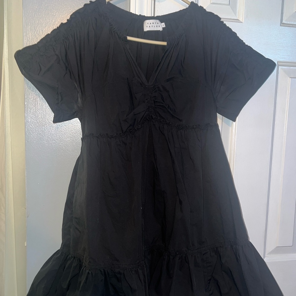Tanya Taylor Black Pleated Dress